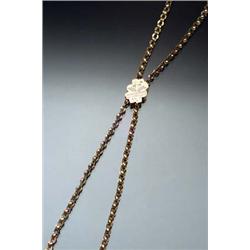 Victorian Tested 14-Karat Yellow Gold and Black Enamel Slide Chain Late 19th Century Length: 46 i...