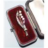 Image 1 : Victorian 14-Karat Yellow Gold, Diamond and Seed Pearl Leaf Pin Circa 1880 Set with four seed pea...