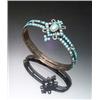 Image 1 : Victorian Low Karat Yellow Gold, Turquoise and Seed Pearl Studded Bangle Bracelet Last Quarter 19...