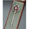 Image 1 : Edwardian Tested 14-Karat White Gold, Filigree Platinum, Diamond and Ruby Stickpin Circa 1900 Set...