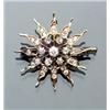 Image 1 : Victorian Tested 14-Karat Yellow Gold and Diamond Sunburst Pendant Brooch Circa 1900 Set with twe...