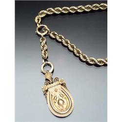 Victorian 14-Karat Yellow Gold Pendant and Chain Last Quarter 19th Century, chain of a later date...