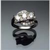 Image 1 : Art Deco 14-Karat White Gold and Triple Diamond Dinner Ring Circa 1935 Set with three round brill...