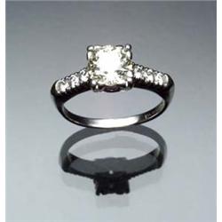 Art Deco Platinum and Solitaire Diamond Ring Circa 1930 Set with one old mine cut diamond weighin...