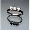 Image 1 : 14-Karat Yellow Gold and Triple Diamond Dinner Ring Set with three old mine cut diamonds weighing...