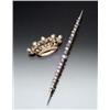 Image 1 : Two Edwardian 14-Karat Yellow Gold and Pearl Pins Circa 1910 Consisting of: a crown pin set with...