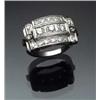 Image 1 : Art Deco 14-Karat White Gold and Diamond Dinner Ring Circa 1935 Set with three round brilliant an...