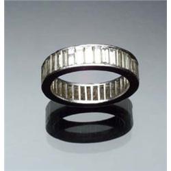 Art Deco Platinum and Diamond Eternity Band Circa 1920-1930 Set with thirty-nine straight baguett...