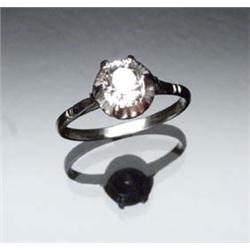 Antique Platinum and Solitaire Diamond Ring Circa 1900 Set with one cushion cut diamond weighing...