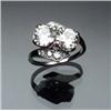 Image 1 : Tested 14-Karat White Gold and Twin Diamond Dinner Ring Set with one round old European cut diamo...