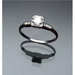 Art Deco Platinum and Solitaire Diamond Ring Circa 1920 Set with one round old European cut diamo...