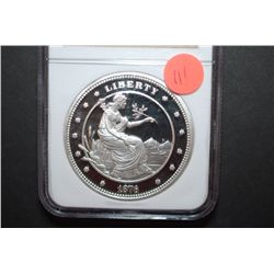 1876 George T. Morgan Proposed Design $100 Union Dollar Struck In 2006; Private Issue 1.5 Oz. Pure S
