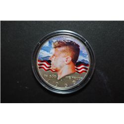 1969-D US Kennedy Half Dollar With Colorized Obv. In Display Case; EST. $15-20