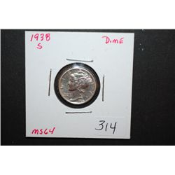 1938-S US Mercury Dime; MS64; EST. $5-10