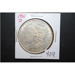 1921-D US Silver Morgan $1; EST. $30-40