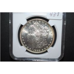 1885 US Silver Morgan $1; NGC Graded UNC Details-Obv. Improperly Cleaned; EST. $50-70