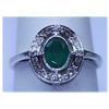 Image 1 : 14.50 CTW EMERALD WITH DIAMOND RING .925 STERLING SILVE