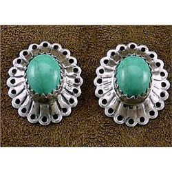 Sterling Silver & Turquoise Concho Earrings