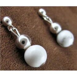 Navajo Indian Howlite Sterling Silver Bead Earrings