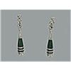 Image 1 : Sterling Silver Malachite Inlay Dangle Earrings