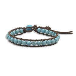 Leather and Magnesite wrap Bracelet