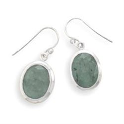 Sterling Silver & Emerald French Wire Earrings