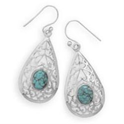 Sterling Silver & Turquoise Cut out Earrings