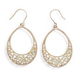 Gold & Cubic Zirconia Oval Filigree Earrings