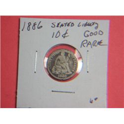 1886 SEATED LIBERTY DIME