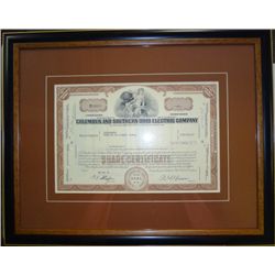 Framed stock certificate Columbus and Southern Ohio Electric Company - 50 share