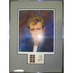 Framed James Dean Stamps and Print  , Signed, limited edition 18/850