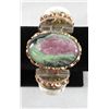 Image 1 : Vintage 720 ct. Ruby Zosite and Bone Nouveau Style Bangle Brac. w/silver-copper