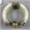 Image 2 : Vintage 720 ct. Ruby Zosite and Bone Nouveau Style Bangle Brac. w/silver-copper