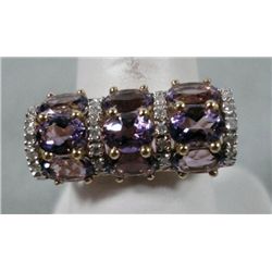14K Yellow Gold, .20 ct tw Diamonds, 2.90 ct tw Amethyst Ring - still with tags