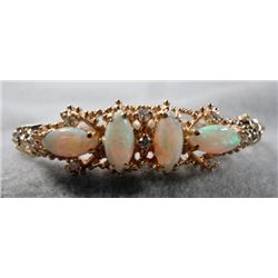 Vintage 14k Gold with Diamonds & Opals Bracelet