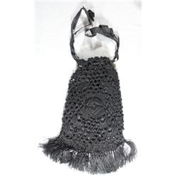 Antique Knitted purse, great condition, 14" long including fringe, drawstring