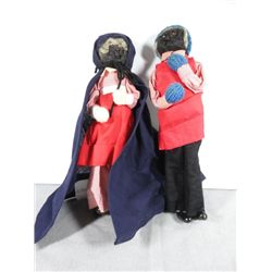 Vintage "Apple" Dolls, Man and Woman, stands 12" tall, handmade clothing
