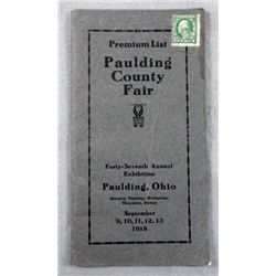 1918 premium list for the PAULDING COUNTY FAIR  book  est $40-$50