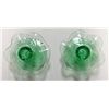 Image 1 : Vintage Pair of Green Depression Glass Candle holders, each 5 1/2 in diameter