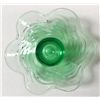 Image 2 : Vintage Pair of Green Depression Glass Candle holders, each 5 1/2 in diameter