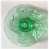 Image 3 : Vintage Pair of Green Depression Glass Candle holders, each 5 1/2 in diameter