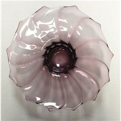 Vintage Amethyst Glass Bowl, 13" in diam  Tiffin Glass, Optic Swirl Exc. cond!