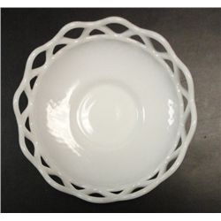 Vintage Hobnail Milk glass Bowl, Signed with Imperial Trademark, 8" in diameter