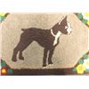 Image 2 : Framed Vintage Hand Hooked Rug with Dog, Excellent Condition Measures 22" x 34"