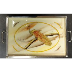 Vintage Reverse Painted Serving Tray or Dresser Tray.