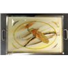 Image 1 : Vintage Reverse Painted Serving Tray or Dresser Tray.