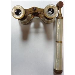 Antique Mother of Pearl Opera Glasses made in France. Signed Audemair Parish