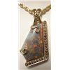 Image 2 : Custom made Opal and diamond pendant with 14K chain, EXQUISITE & ONE OF A KIND!