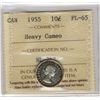 Image 1 : 1955 10¢ ICCS PL65 Heavy Cameo.