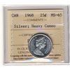Image 1 : 1968 25¢ Silver ICCS MS65 Heavy Cameo.
